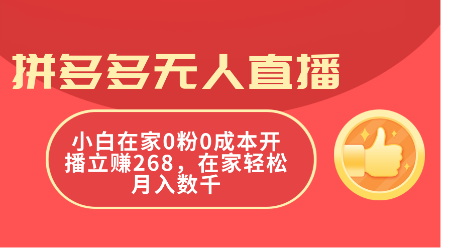 （11521期）拼多多平台无人直播，新手在家里0粉0成本费播出立赚268，在家里轻轻松松月入千余-蓝悦项目网