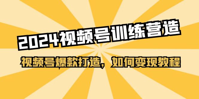 2024视频号训练营，视频号爆款打造，如何变现教程（20节课）-蓝悦项目网