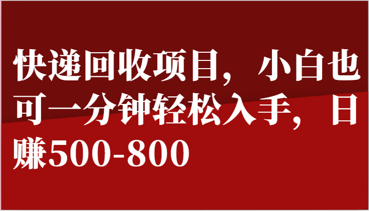 快递回收项目，小白也可一分钟轻松入手，日赚500-800-蓝悦项目网