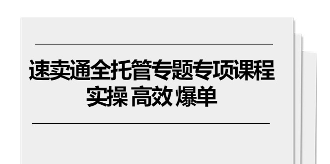 速卖通全托管专题专项课程，实操 高效 爆单（11节课）-蓝悦项目网