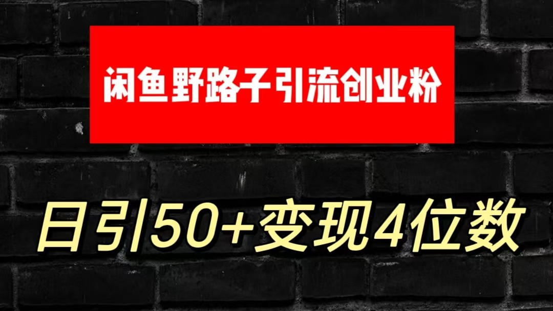 大眼闲鱼野路子引流创业粉，日引50+单日变现四位数-蓝悦项目网
