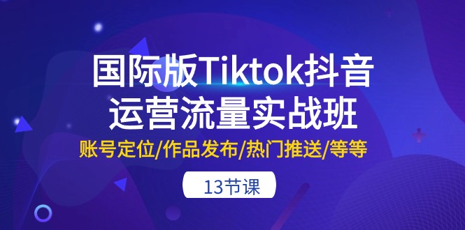 国际版Tiktok抖音运营流量实战班：账号定位/作品发布/热门推送/等等（13节）-蓝悦项目网