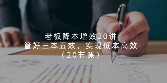 （11238期）老板 降本增效20讲，管好 三本五效，实现低本高效（20节课）-蓝悦项目网