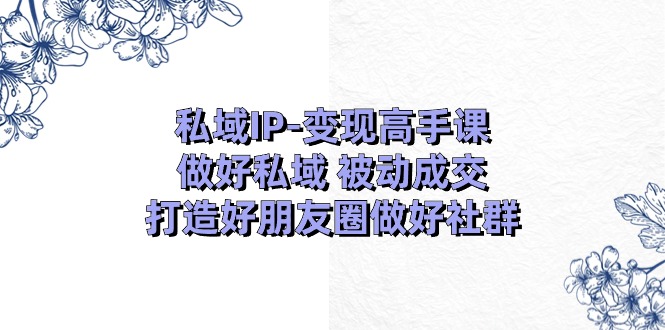 （11209期）私域IP-变现高手课：做好私域 被动成交，打造好朋友圈做好社群（18节）-蓝悦项目网