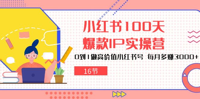 小红书的100天爆品IP实际操作营，0到1拉高使用价值小红书的号，每月挣到3000 （16节）-蓝悦项目网