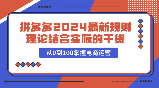 拼多多平台2024全新标准理论与实践相结合的干货知识，从0到100把握网店运营-蓝悦项目网