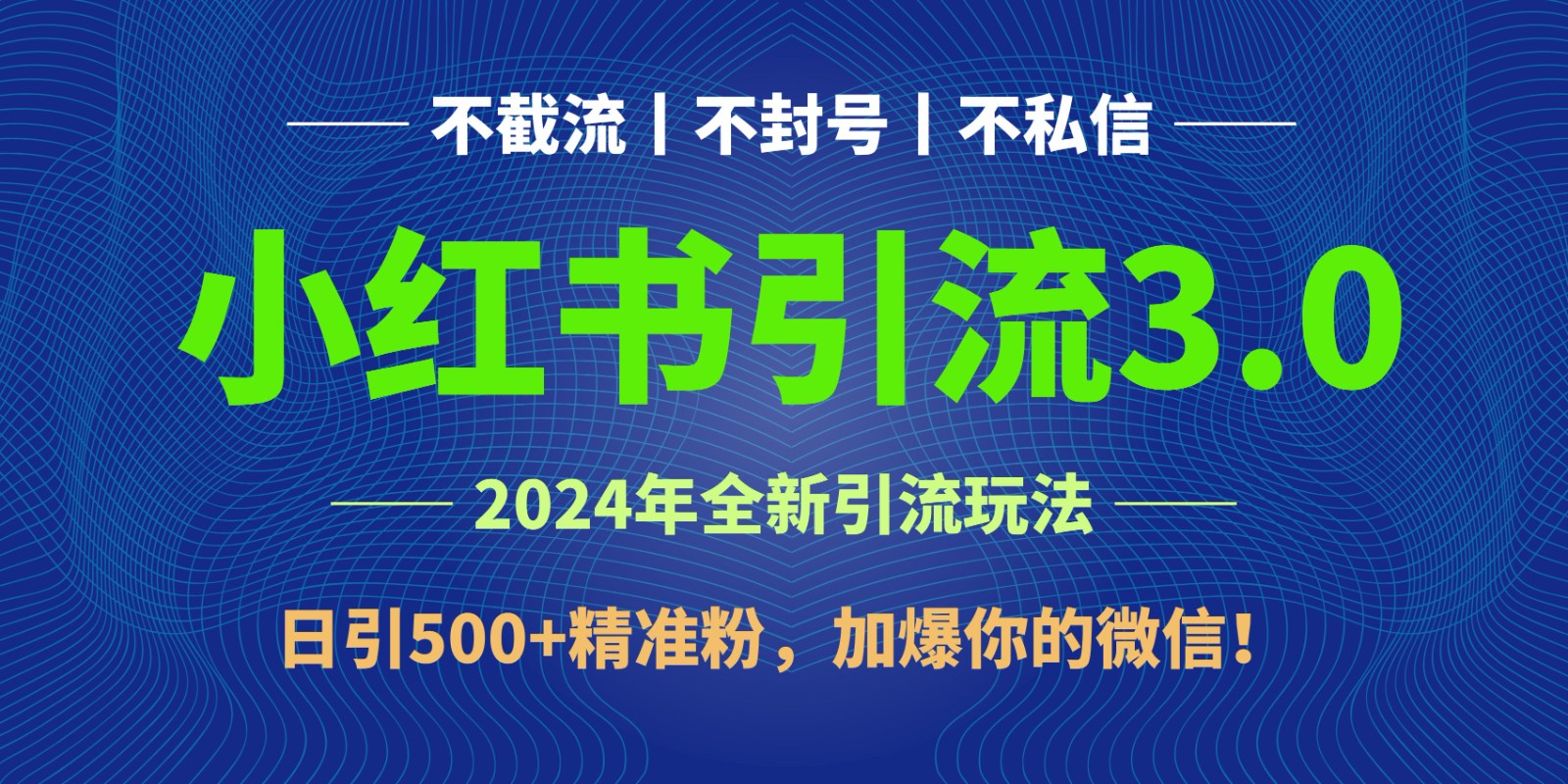 2024年4月最新小红书引流3.0玩法，日引500+精准粉，加爆你的微信！-蓝悦项目网