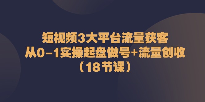 （10873期）小视频3网络平台·总流量 拓客：从0-1实际操作运作做号 总流量 增收（18堂课）-蓝悦项目网