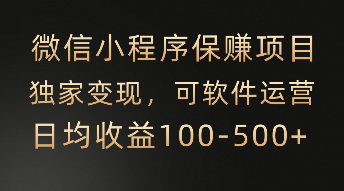 微信小程序，腾讯保赚项目，可软件自动运营，日均100-500+收益有保障-蓝悦项目网