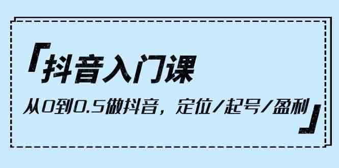 抖音视频新手入门课，从0到1做抖音，精准定位/养号/赢利（9堂课）-蓝悦项目网