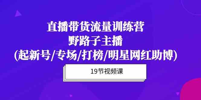 直播带货流量特训营，野路子主播(起新号/专场/打榜/明星网红助博)-蓝悦项目网