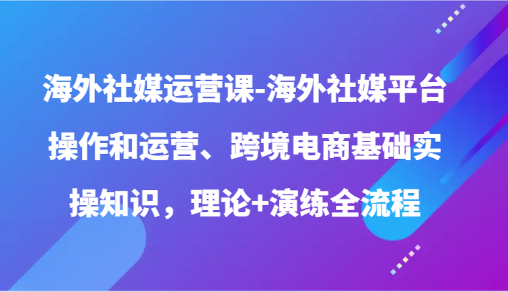 国外社交媒体运营课-国外社交媒体平台操作和经营、跨境电子商务基本实际操作专业知识，基础理论 演习全过程-蓝悦项目网