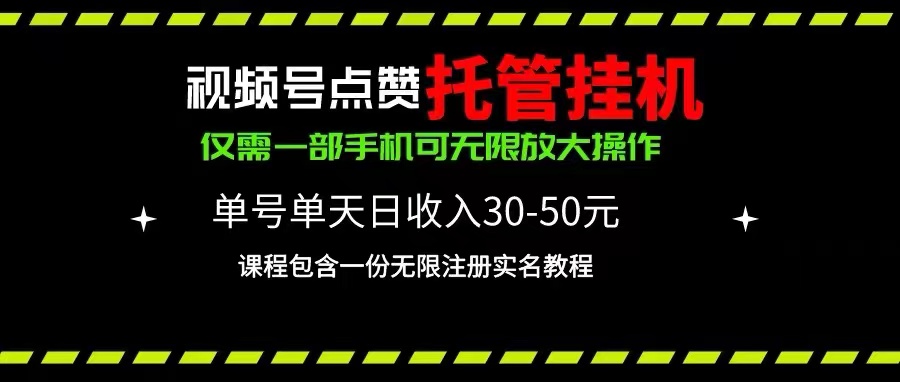 （10644期）微信视频号关注点赞代管放置挂机，运单号单日盈利30~50，一部手机放大化（附加无尽…-蓝悦项目网