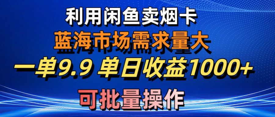 （10579期）运用咸鱼卖烟卡，瀚海市场需求量大，一单9.9单日盈利1000 ，可批量处理-蓝悦项目网