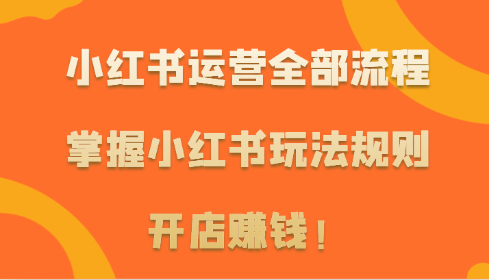 小红书运营全部流程，掌握小红书玩法规则，开店赚钱！-蓝悦项目网