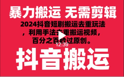 2024全新抖音搬运技术性，抖音短剧视频去重，技巧运送，运用专用工具去重复，秒过原创设计！-蓝悦项目网