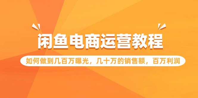 闲鱼电商运营教程：如何做到几百万曝光，几十万的销售额，百万利润-蓝悦项目网