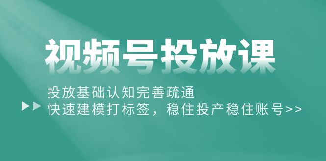 （10205期）视频号投放课：投放基础认知完善疏通，快速建模打标签，稳住投产稳住账号-蓝悦项目网