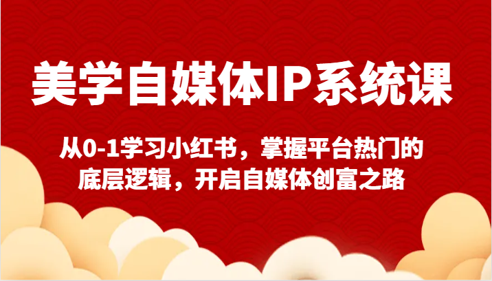 美学自媒体IP系统软件课-从0-1学习培训小红书的，把握服务平台比较热门的底层思维，打开自媒体平台财富之途-蓝悦项目网