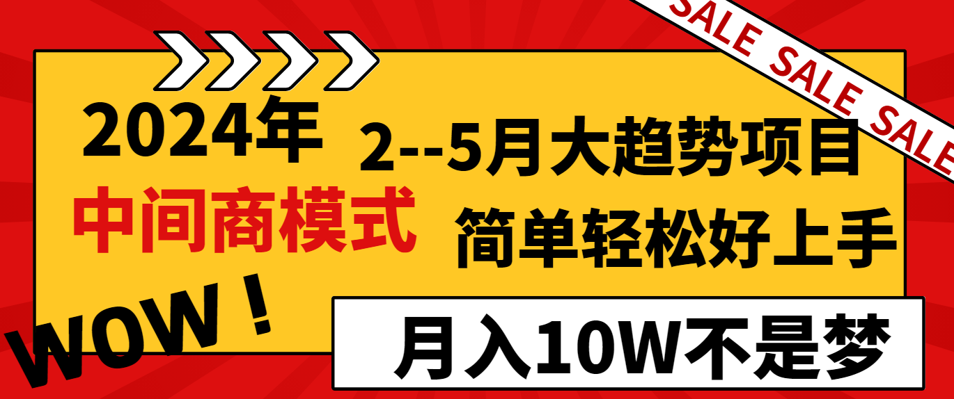 2024年2-5月大趋势项目，利用中间商模式，简单轻松好上手，月入10W不是梦-蓝悦项目网