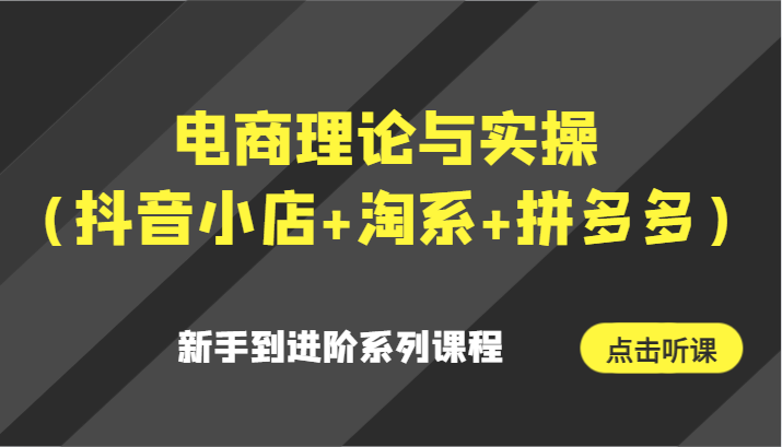 电子商务理论和实际操作（抖店 淘宝 拼多多平台）初学者到升阶主题课程-蓝悦项目网