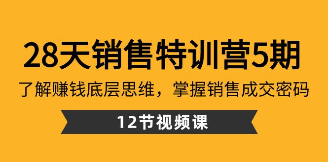 28天市场销售夏令营5期：掌握挣钱思维模式，把握销售成交登陆密码（12堂课）-蓝悦项目网