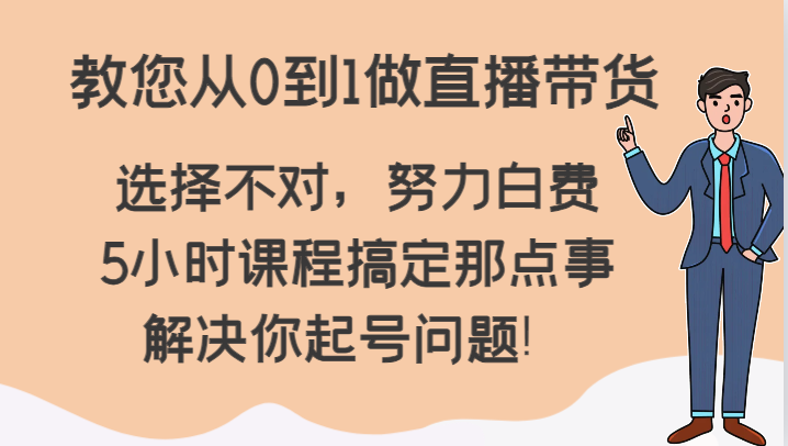 教您从0到1做直播带货，选择不对，努力白费，5小时课程搞定那点事，解决你起号问题！-蓝悦项目网