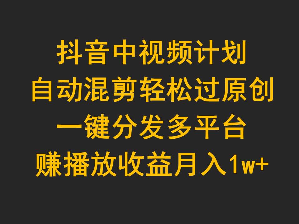 （9825期）抖音视频中视频伙伴，全自动剪辑轻松突破原创设计，一键分发全平台赚播放视频盈利，月入1w-蓝悦项目网