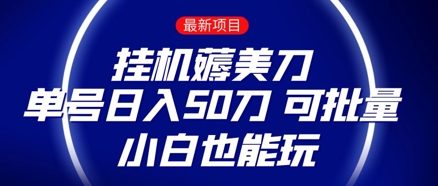 薅羊毛项目  零投入挂机薅美刀    单号日入50刀  可批量  小白也能玩-蓝悦项目网