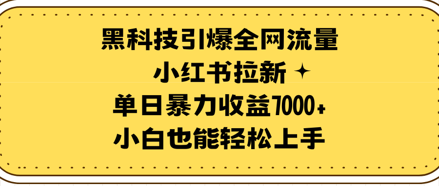 （9679期）高科技点爆各大网站总流量小红书的引流，单日暴力行为盈利7000 ，新手也可以快速上手-蓝悦项目网