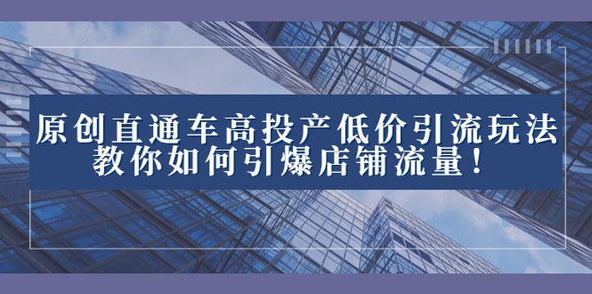 2023直通车高投产低价引流玩法，教你如何引爆店铺流量！-暖阳网-优质付费教程和创业项目大全-蓝悦项目网