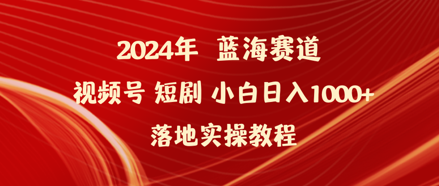 （9634期）2024年蓝海赛道视频号短剧 小白日入1000+落地实操教程-蓝悦项目网