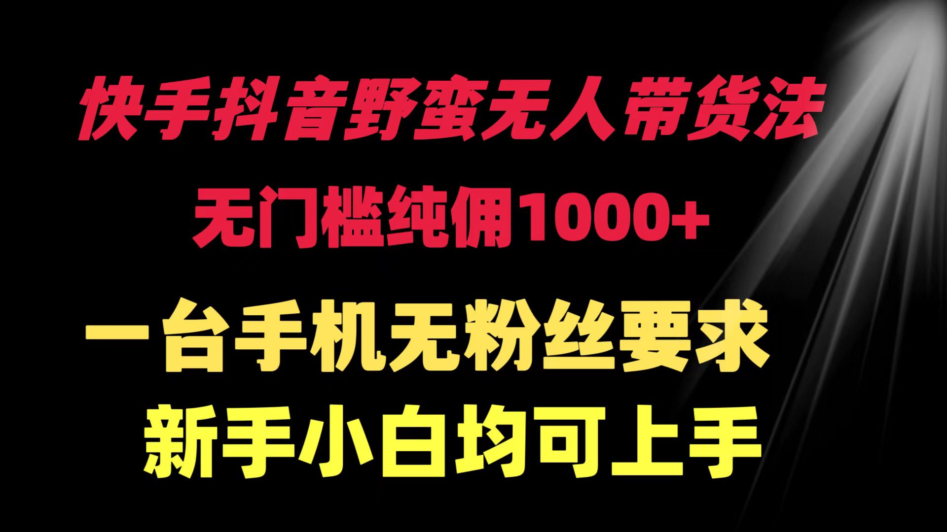 （9552期）快手抖音粗暴没有人卖货法 零门槛纯佣1000  一台手机无粉丝们规定新手入门…-蓝悦项目网