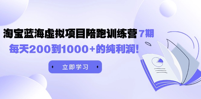 （9541期）黄岛主《淘宝蓝海虚拟项目陪跑训练营7期》每日200到1000 的净利润-蓝悦项目网