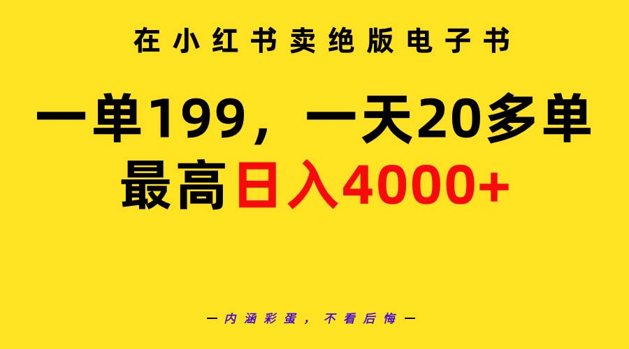 （9401期）在小红书卖绝版电子书，一单199 一天最多搞20多单，最高日入4000+教程+资料-蓝悦项目网