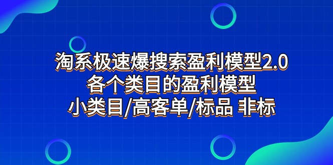 淘宝急速爆检索盈利模型2.0，每个产品类目盈利模型，小类目/高客单/标准品 非标准-蓝悦项目网