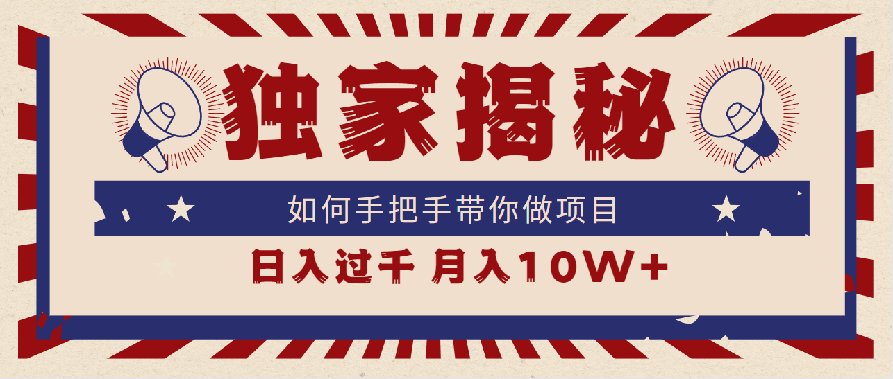 （9362期）独家揭秘，如何手把手带你做项目，日入上千，月入10W+-蓝悦项目网