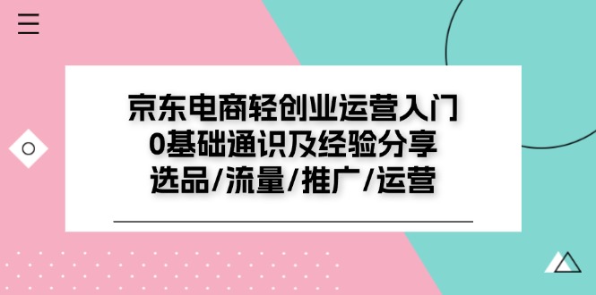 京东电商轻创业运营入门0基础通识及经验分享：选品/流量/推广/运营-蓝悦项目网