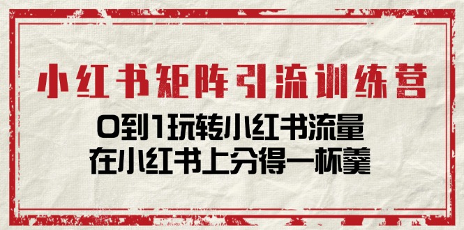 小红书矩阵引流训练营：0到1玩转小红书流量，在小红书上分得一杯羹（14节课）-蓝悦项目网