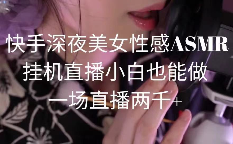 （9243期）快手视频深更半夜美女性感ASMR放置挂机直播间，新手也可以做，一场直播2000-蓝悦项目网