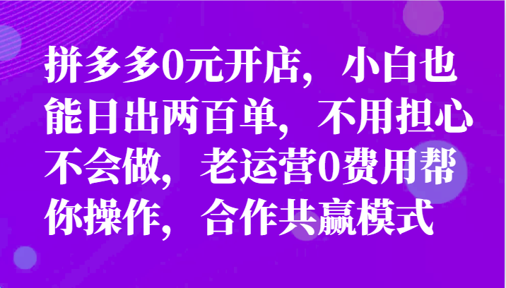 全新拼多多平台优质企业新手褔利，二天销售量过百单，不要钱、老经营代实际操作-蓝悦项目网