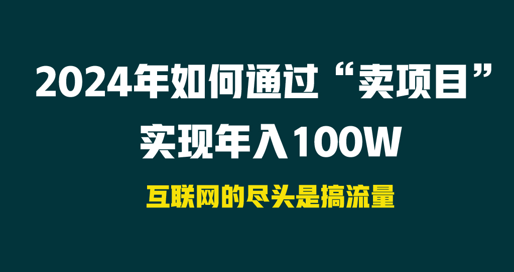 （9147期） 2024年怎样通过“卖项目”完成年收入100W-蓝悦项目网