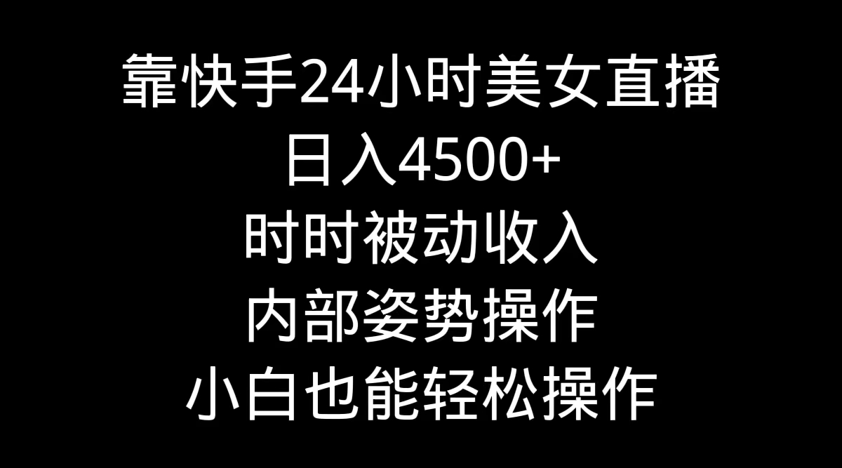 （9135期）靠快手美女24h直播间，日入4500 ，时刻互联网赚钱，内部结构姿态实际操作，新手也…-蓝悦项目网