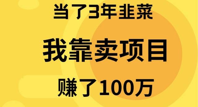 （9100期）当了3年韭菜，我靠卖项目赚了100万-蓝悦项目网