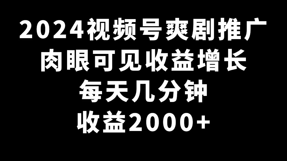 （9028期）2024微信视频号爽剧营销推广，很明显的盈利提高，每日数分钟盈利2000-蓝悦项目网