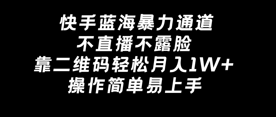 （8961期）快手蓝海暴力通道，不直播不露脸，靠二维码轻松月入1W+，操作简单易上手-蓝悦项目网