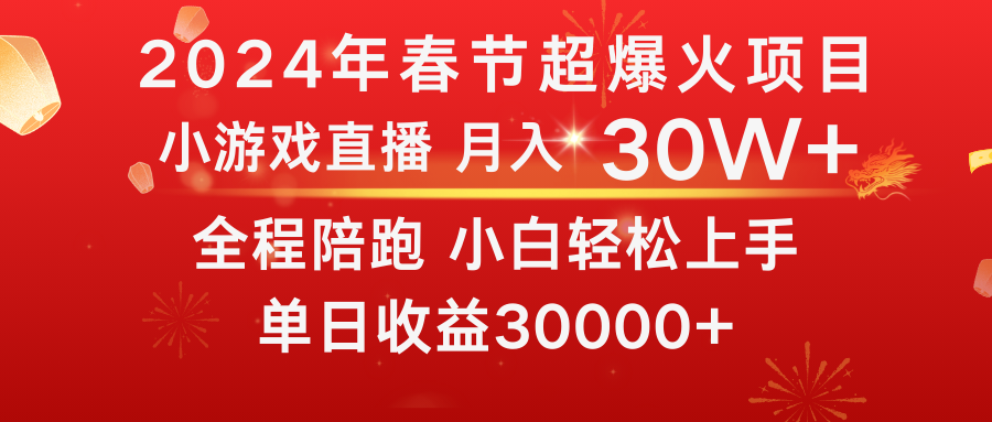 （8873期）虎年2024过年的时候，最爆红的新项目 把握机会 一般新手如何逆袭一个月盈利30W-蓝悦项目网