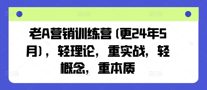 老A营销训练营(更24年6月)，轻理论，重实战，轻概念，重本质-蓝悦项目网