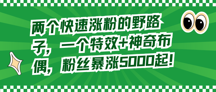 （8606期）两个快速涨粉的野路子，一个特效+神奇布偶，粉丝暴涨5000起！-蓝悦项目网