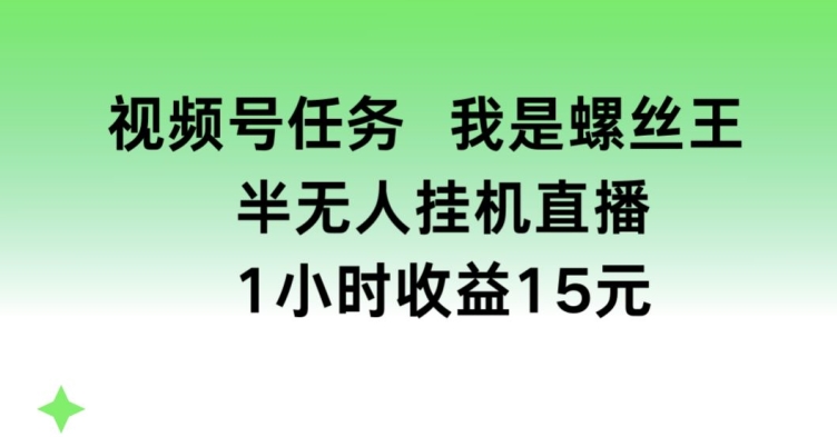 微信视频号每日任务，我就是螺钉王， 半没有人放置挂机1钟头盈利15元【揭密】-蓝悦网_分享中赚网创业资讯_最新网络项目资源-蓝悦项目网